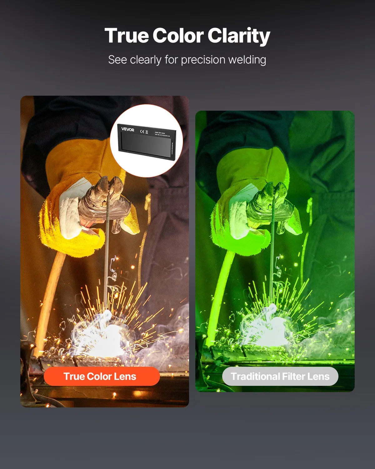 VEVOR Auto Darkening Welding Lens 4.25" x 2" Shade 10 True Color Welding Lens