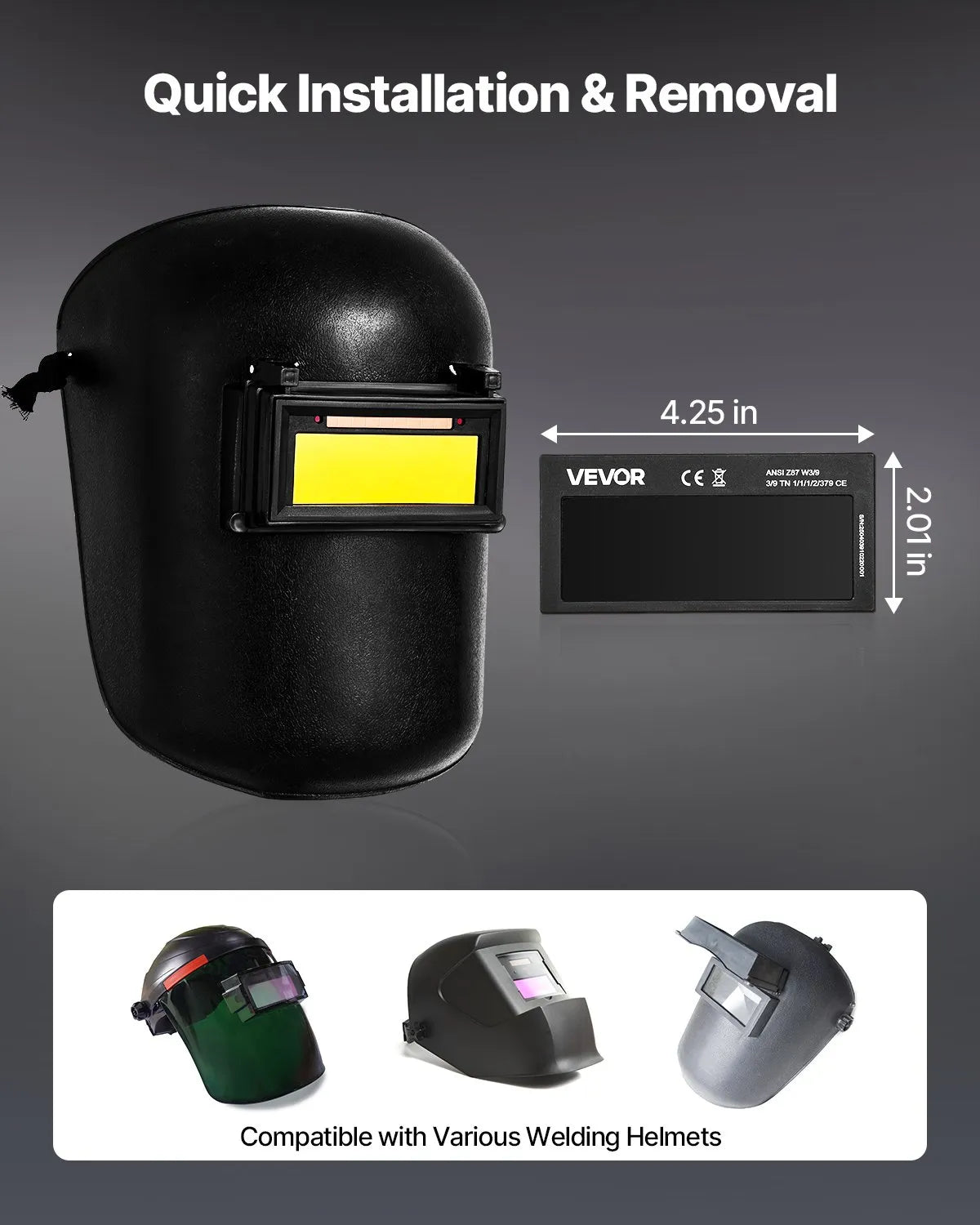 VEVOR Auto Darkening Welding Lens 4.25" x 2" Shade 10 True Color Welding Lens