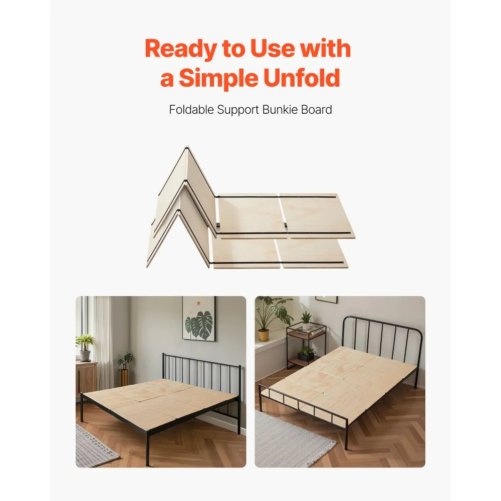 VEVOR Full Size Bunkie Board 0.4" Foldable Bed Board Slats with Connection 8 Pcs