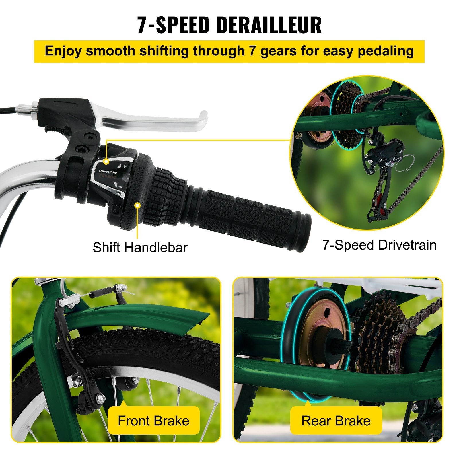VEVOR Tricycle Adult 24’’ Wheels Adult Tricycle 7-Speed 3 Wheel Bikes For Adults Three Wheel Bike For Adults Adult Trike Adult Folding Tricycle Foldable Adult Tricycle 3 Wheel Bike Trike For Adults 
