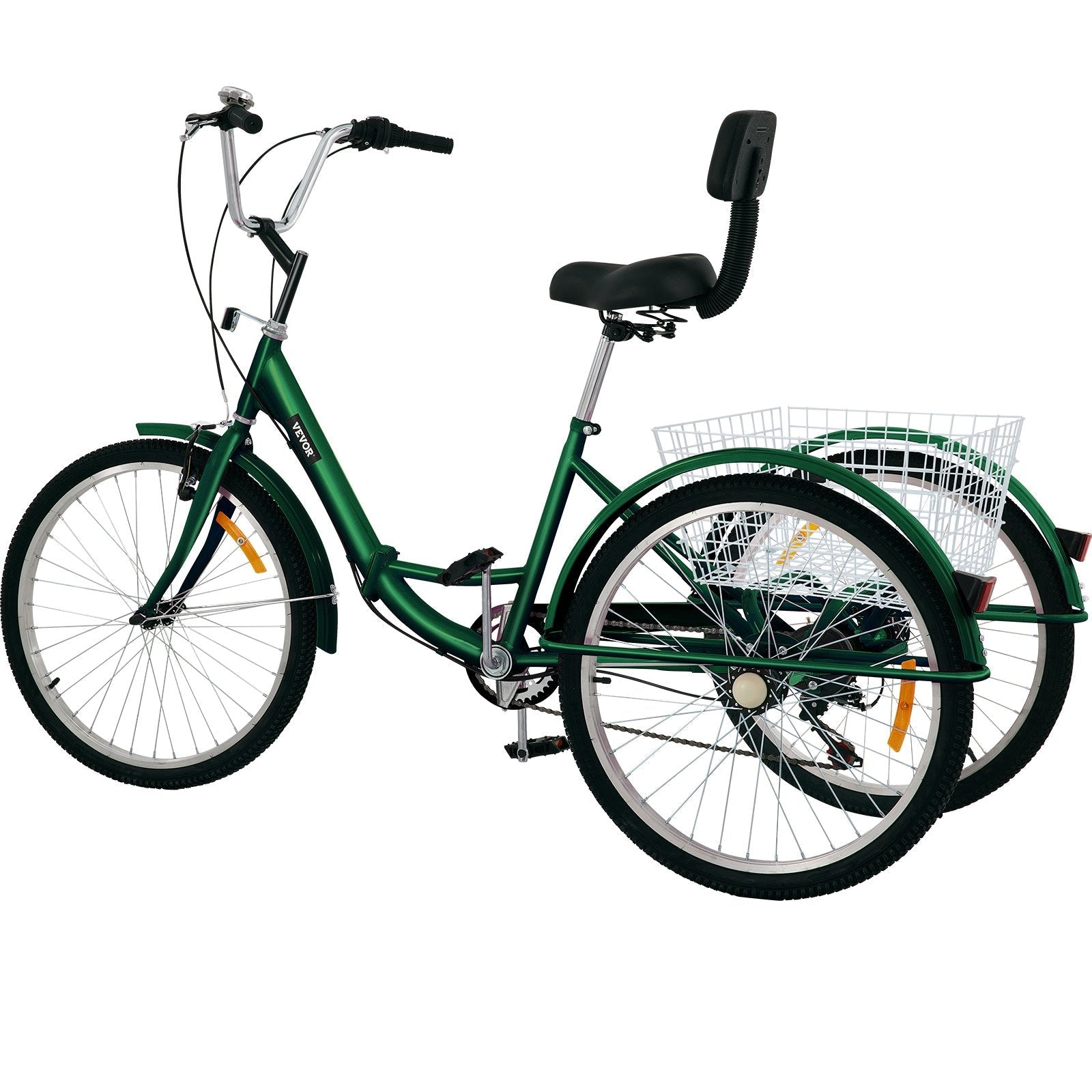 VEVOR Tricycle Adult 24’’ Wheels Adult Tricycle 7-Speed 3 Wheel Bikes For Adults Three Wheel Bike For Adults Adult Trike Adult Folding Tricycle Foldable Adult Tricycle 3 Wheel Bike Trike For Adults 