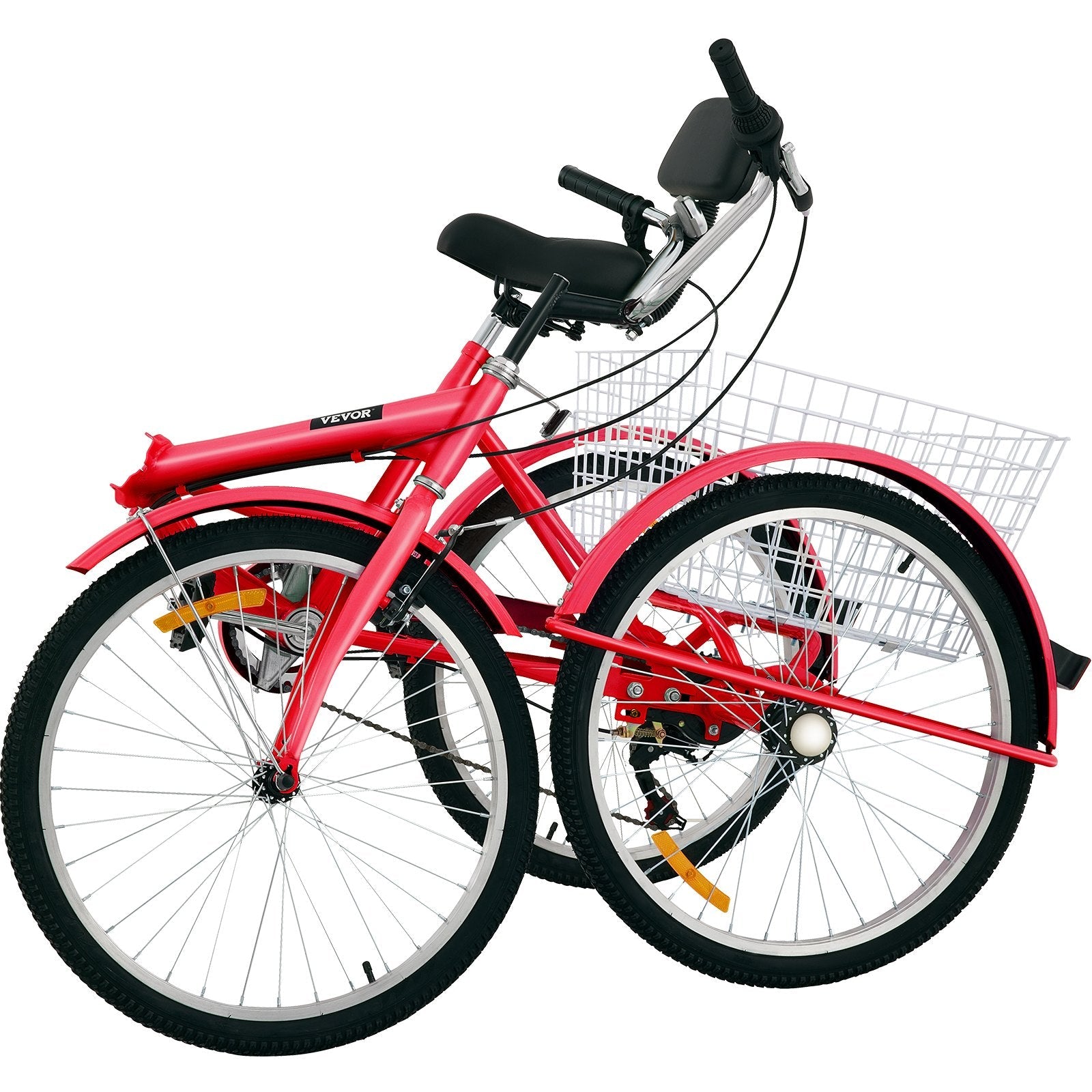VEVOR Tricycle Adult 26’’ Wheels Adult Tricycle 7-Speed 3 Wheel Bikes For Adults Three Wheel Bike For Adults Adult Trike Adult Folding Tricycle Foldable Adult Tricycle 3 Wheel Bike Trike For Adults 