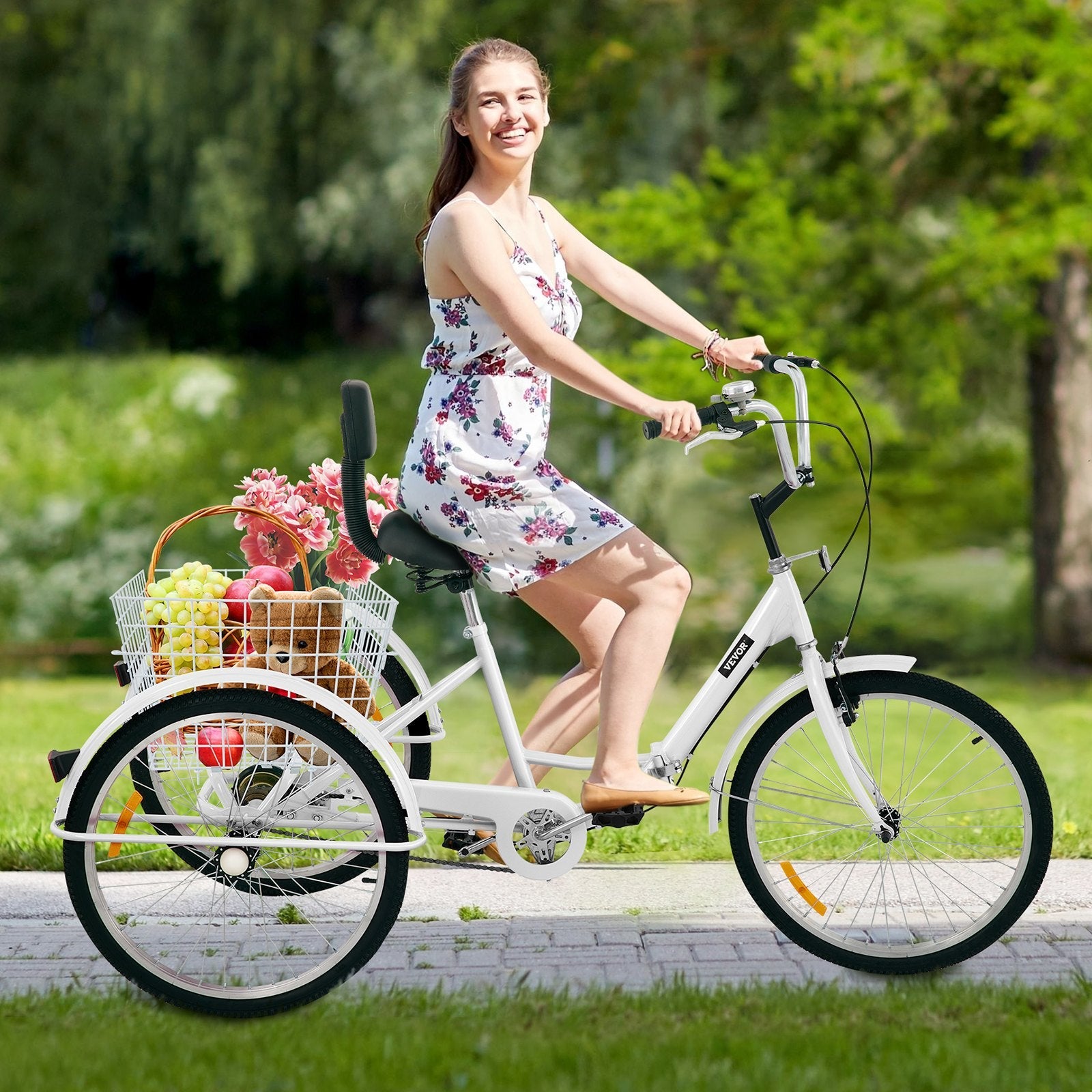 VEVOR Tricycle Adult 26’’ Wheels Adult Tricycle 1-Speed 3 Wheel Bikes For Adults Three Wheel Bike For Adults Adult Trike Adult Folding Tricycle Foldable Adult Tricycle 3 Wheel Bike Trike For Adults 