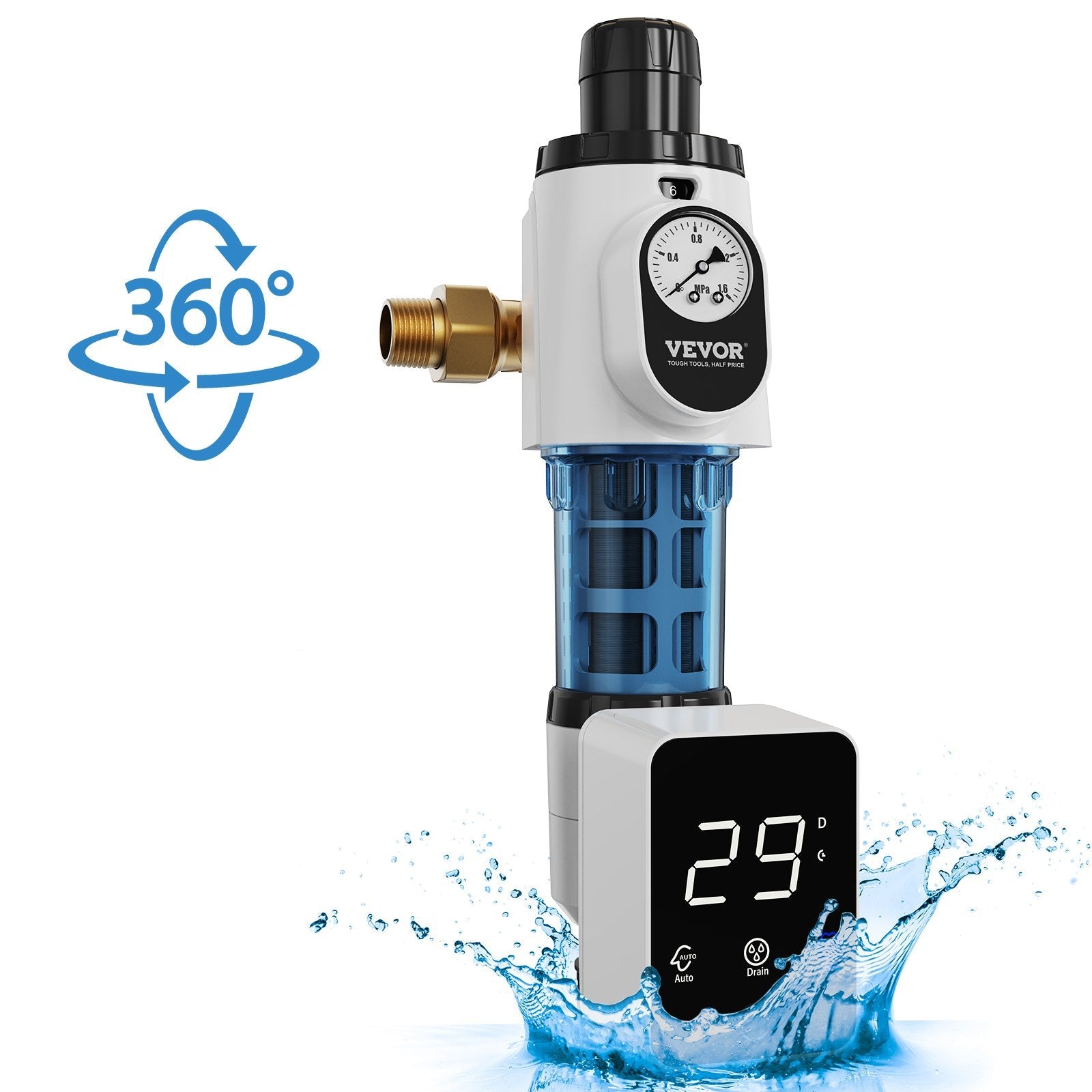 VEVOR Spin Down Filter, 40 Micron Whole House Sediment Filter for Well Water, 3/4" MNPT, 4 T/H High Flow Rate, for Whole House Water Filtration Systems, Well Water Sediment Filter 
