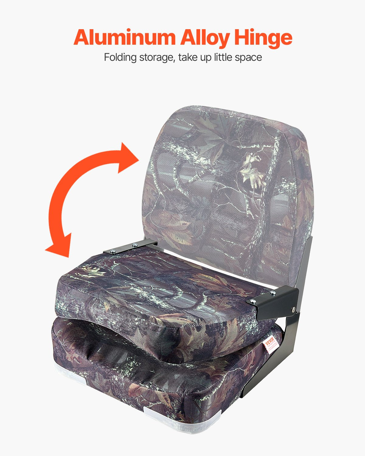 VEVOR Boat Seat Low Backrest Flip Up Boat Seat Sponge Cushion Camouflage 2pcs 