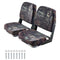 VEVOR Boat Seat Low Backrest Flip Up Boat Seat Sponge Cushion Camouflage 2pcs