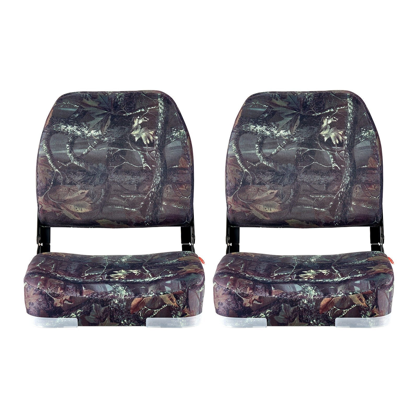 VEVOR Boat Seat Low Backrest Flip Up Boat Seat Sponge Cushion Camouflage 2pcs 