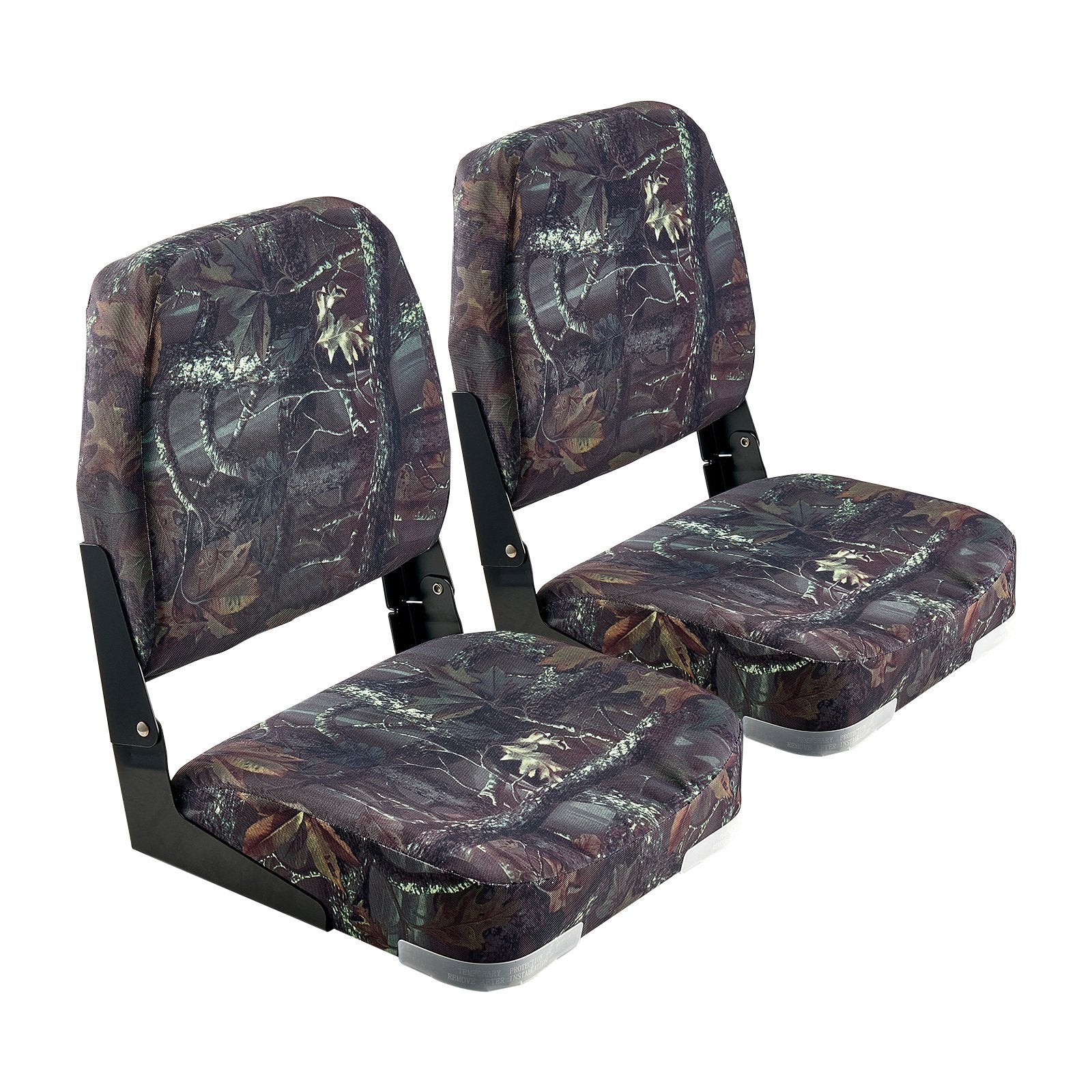 VEVOR Boat Seat Low Backrest Flip Up Boat Seat Sponge Cushion Camouflage 2pcs 