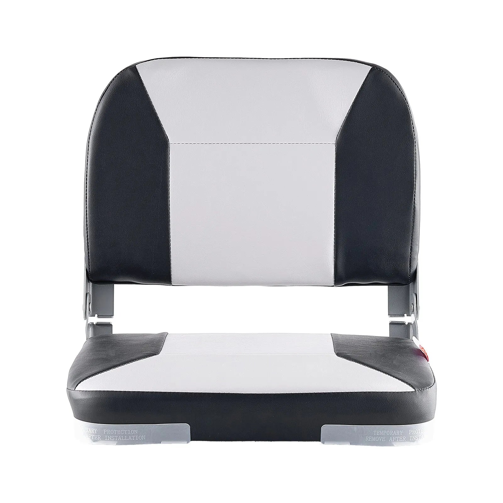 VEVOR Boat Seat, Low Backrest, Folding Fishing Boat Seat with Thickened Sponge Cushion & Waterproof PVC Leather, Aluminum Alloy Hinges, Flip Up Boat Seat for Fishing Boats, Yachts, Ships, Black & Grey 