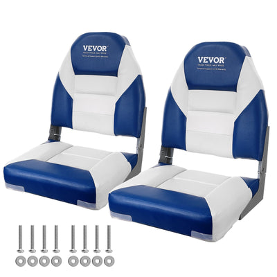 VEVOR Boat Seats, 21.85" High Back Boat Seat, Folding Boat Chair with Thickened Sponge Padding and Hinge, Fold-Down Boat Captain Chairs for Fishing Boat, Sightseeing Boat, Speedboat, Canoe, 2-Pack 