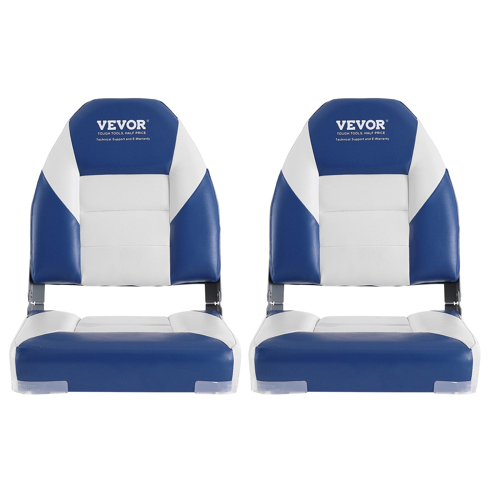 VEVOR Boat Seats, 21.85" High Back Boat Seat, Folding Boat Chair with Thickened Sponge Padding and Hinge, Fold-Down Boat Captain Chairs for Fishing Boat, Sightseeing Boat, Speedboat, Canoe, 2-Pack 