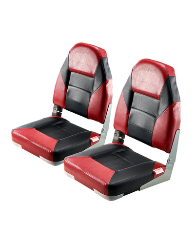 VEVOR Boat Seat High Backrest Folding Boat Seat Sponge Cushion Black & Red 