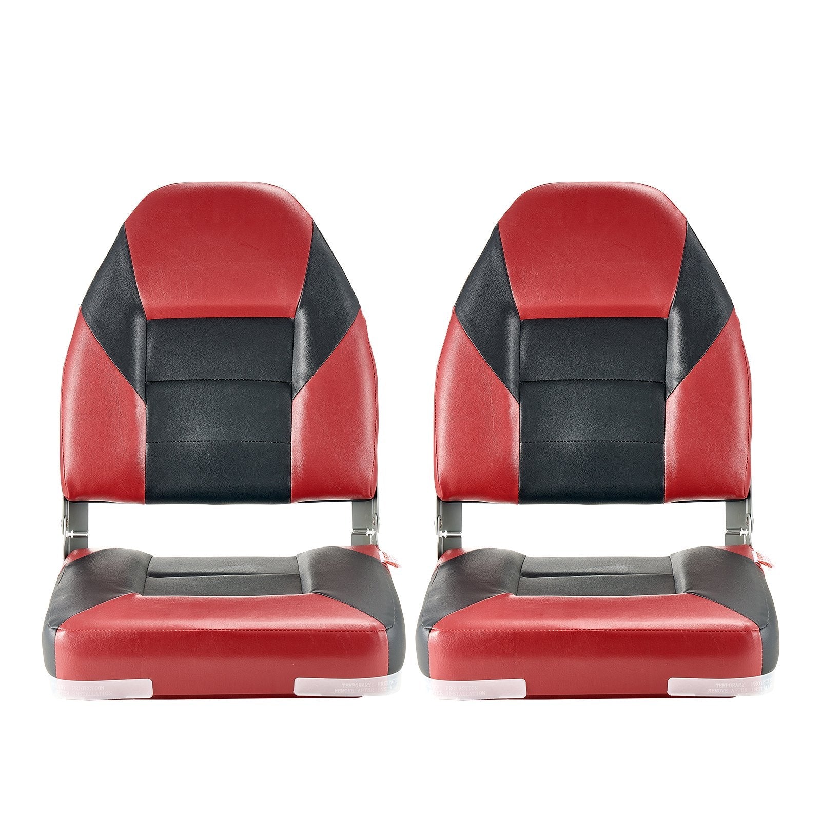 VEVOR Boat Seat High Backrest Folding Boat Seat Sponge Cushion Black & Red 