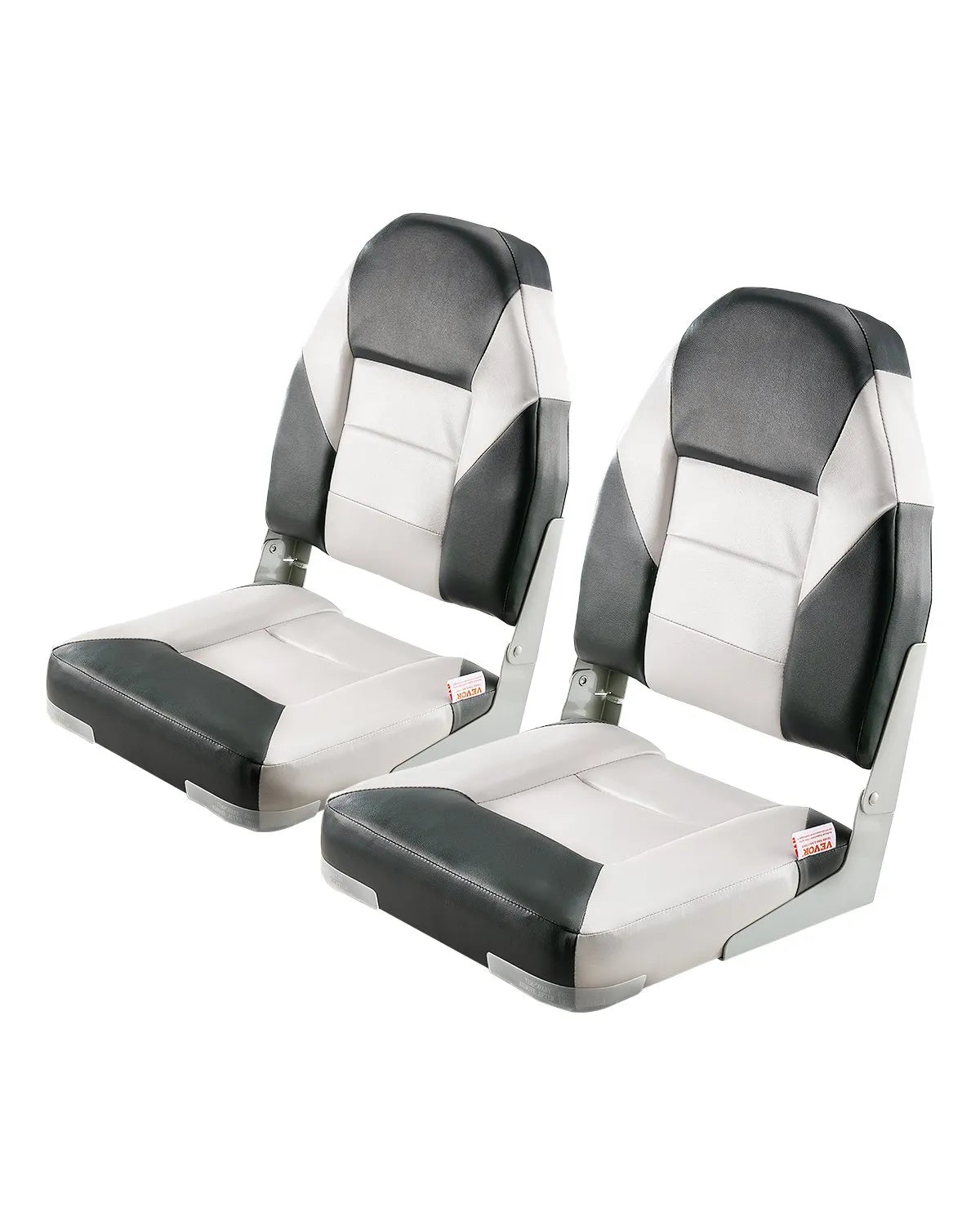VEVOR Boat Seat High Backrest Flip Up Boat Seat Sponge Cushion Black & Grey