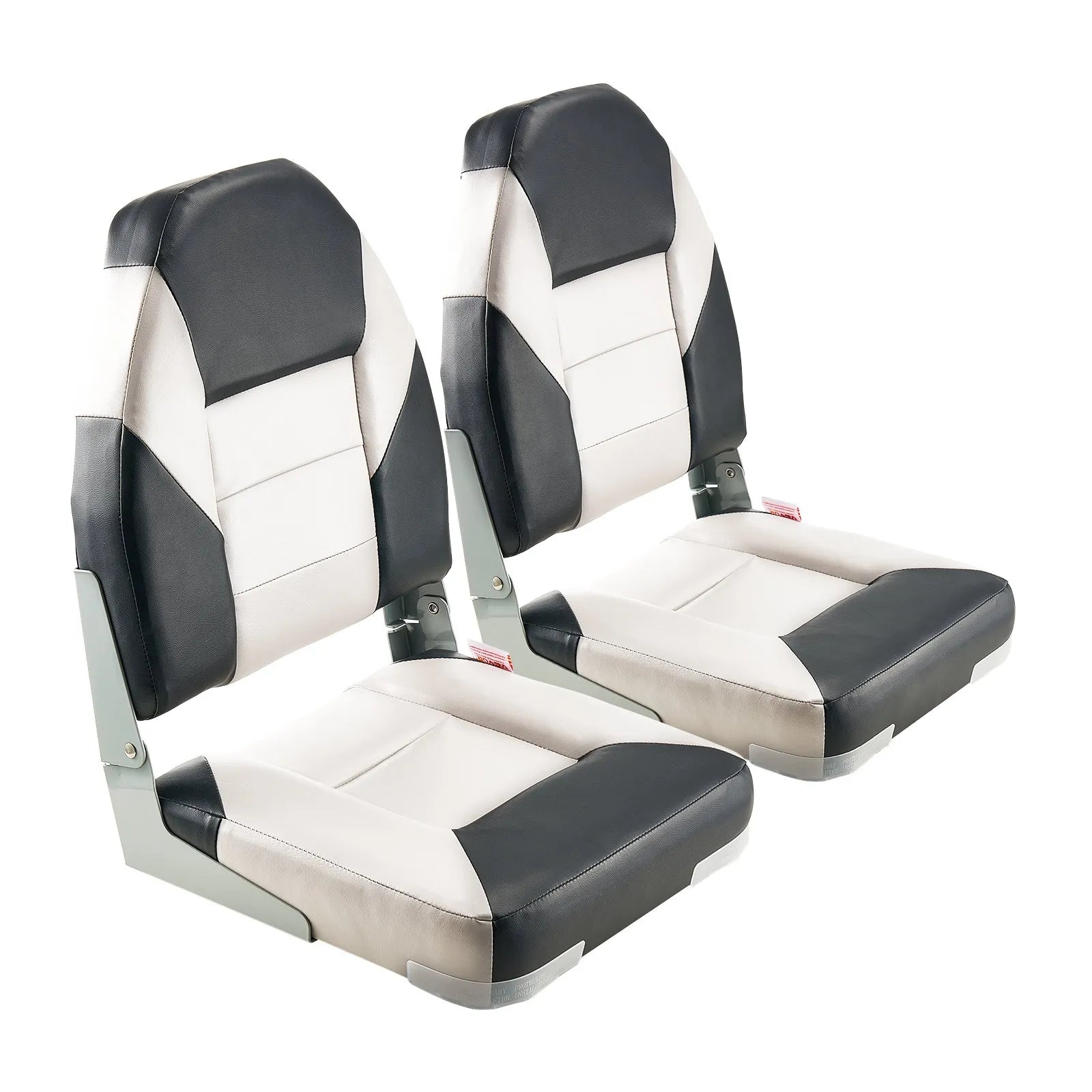 VEVOR Boat Seat High Backrest Flip Up Boat Seat Sponge Cushion Black & Grey