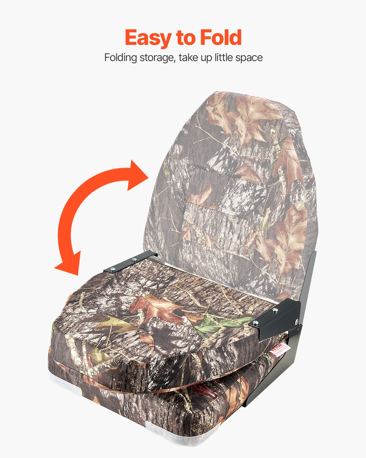 VEVOR Boat Seat High Backrest Flip Up Boat Seat Sponge Cushion Camouflage 
