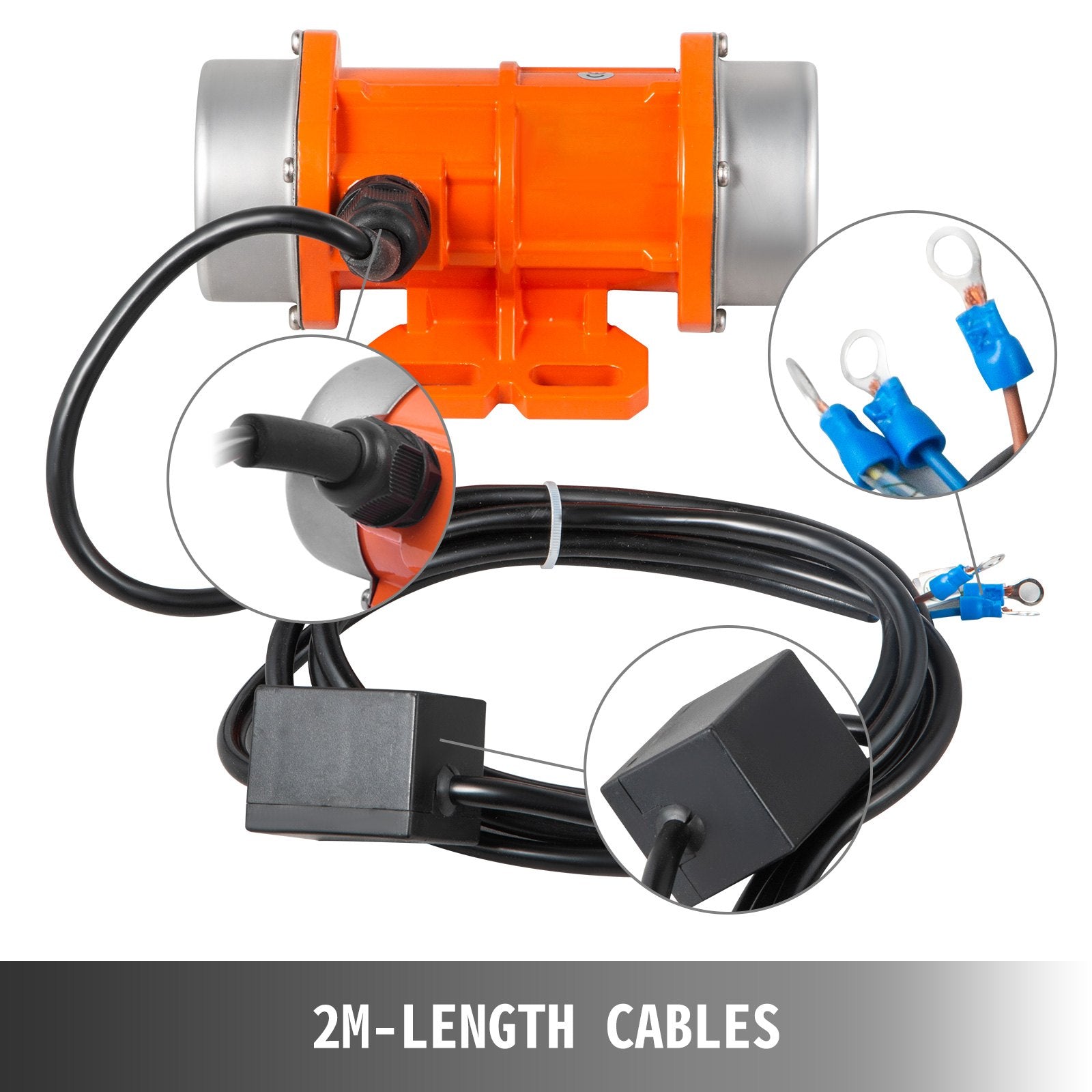 VEVOR AC Concrete Vibrator 110V, Motor Vibrating Motor 40W Single Phase AC Electric Vibrating Motor Aluminum Alloy Case 3600rpm Asynchronous Vibration Motor 2M Cable Concrete Vibrator IP65 Waterproof 