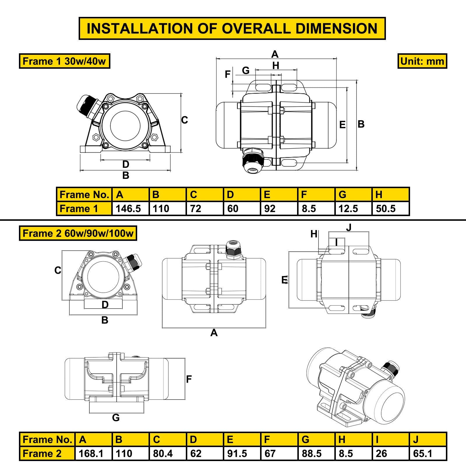 VEVOR AC Concrete Vibrator 110V, Motor Vibrating Motor 40W Single Phase AC Electric Vibrating Motor Aluminum Alloy Case 3600rpm Asynchronous Vibration Motor 2M Cable Concrete Vibrator IP65 Waterproof 