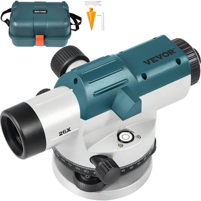 VEVOR Automatic Optical Level, 26X, 40?mm Aperture Auto Level Kit with Magnetic Dampened Compensator and Transport Lock, Height Distance Angle Measuring Tool w/ Hard Plastic Case, IP54 Waterproof 
