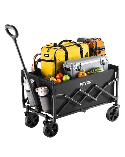 VEVOR Collapsible Wagon Carts 120L & 225LBS Heavy Duty Folding Garden Cart Black 