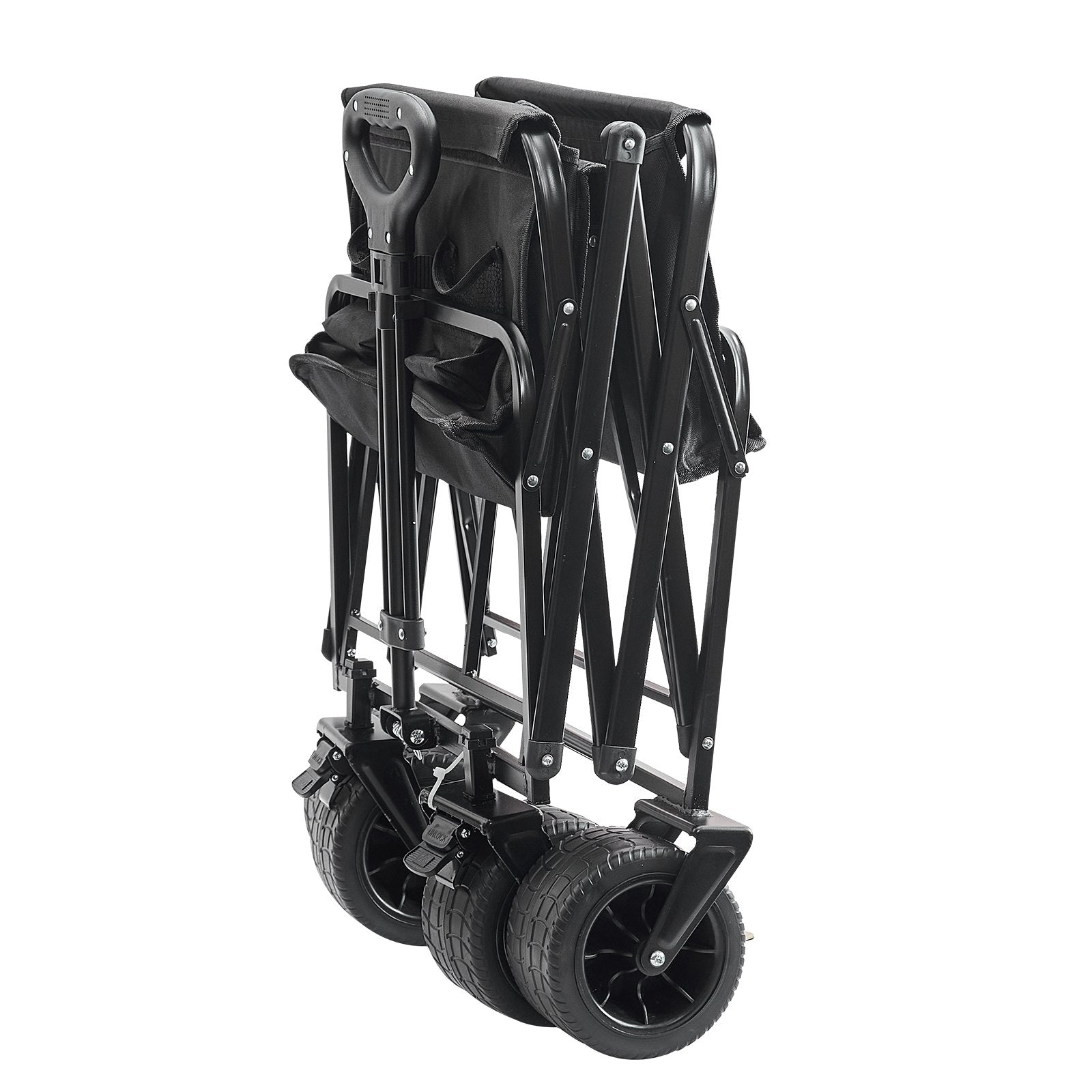 VEVOR Collapsible Folding Wagon, 3 cu.ft Beach Wagon Cart with All-Terrain Wheels, Heavy Duty Folding Wagon Cart 350 lbs Weight Capacity with Drink Holders, Sports Wagon for Camping, Shopping, Garden 