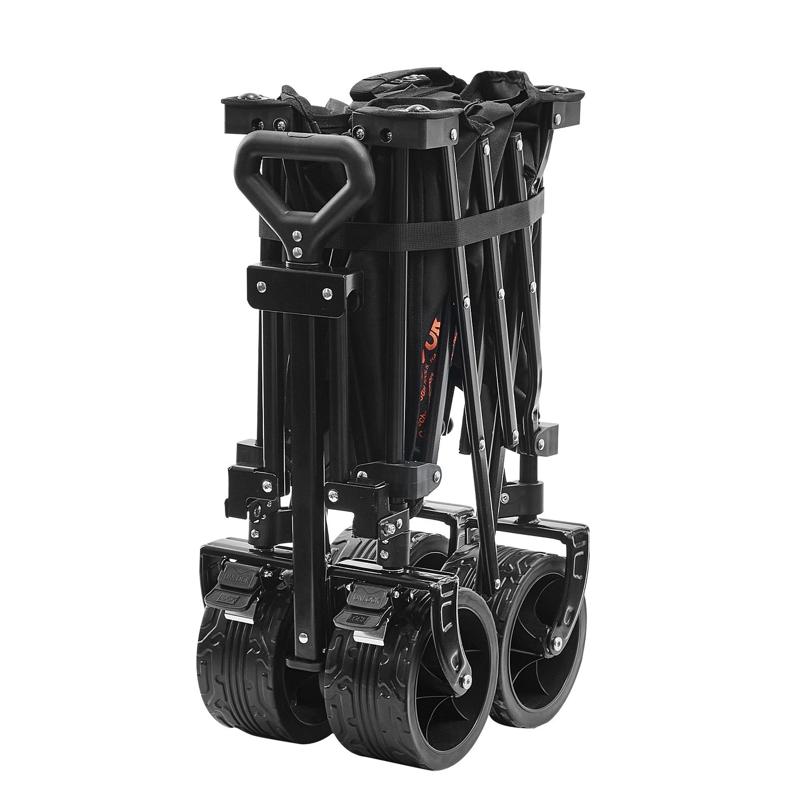 VEVOR Collapsible Folding Wagon, 150 L Beach Wagon Cart with All-Terrain Wheels, Heavy Duty Folding Wagon Cart Max 265 lbs with Drink Holders, Sports Wagon for Camping, Shopping, Garden 