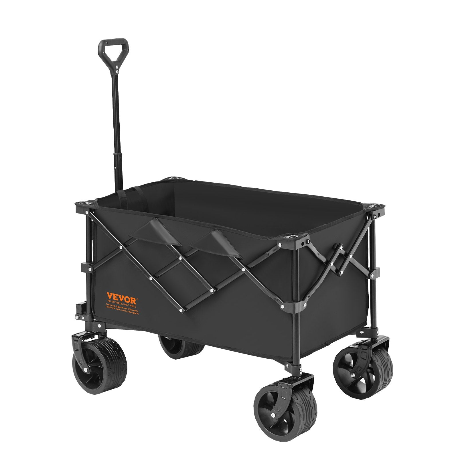VEVOR Collapsible Folding Wagon, 150 L Beach Wagon Cart with All-Terrain Wheels, Heavy Duty Folding Wagon Cart Max 265 lbs with Drink Holders, Sports Wagon for Camping, Shopping, Garden 