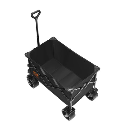 VEVOR Collapsible Folding Wagon, 220 L Beach Wagon Cart with All-Terrain Wheels, Heavy Duty Folding Wagon Cart Max 330 lbs with Drink Holders, Sports Wagon for Camping, Shopping, Garden 