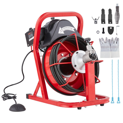 VEVOR Drain Cleaner Machine Electric Drain Auger 50FT x 3/8 In Auto Feed 