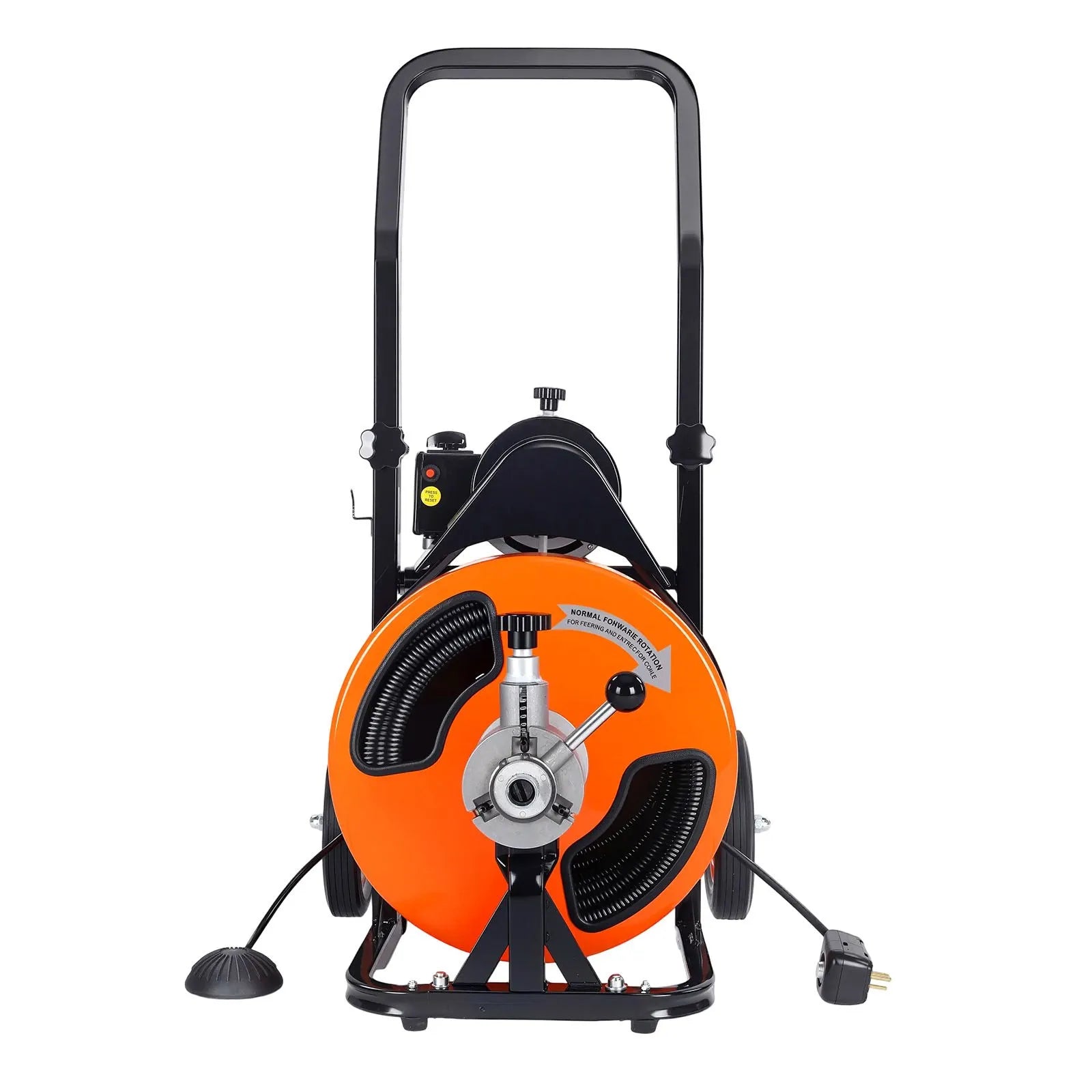 VEVOR Drain Cleaner Machine 50 FT X 3/8 Inch, Sewer Snake Machine Auto Feed, Drain Cleaning Machine with 4 Cutter & Air-activated Foot Switch for 1" to 4" Pipes