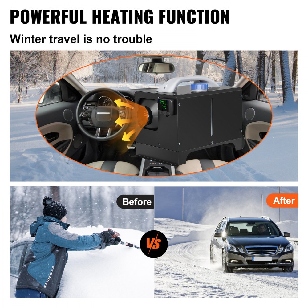 VEVOR Diesel Air Heater, 8KW Parking Heater, All in One 12V Truck Heater, One Outlet Hole, with Black LCD, Remote Control, Fast Heating Diesel Heater, For RV Truck, Boat, Bus, Car Trailer, Motorhomes 