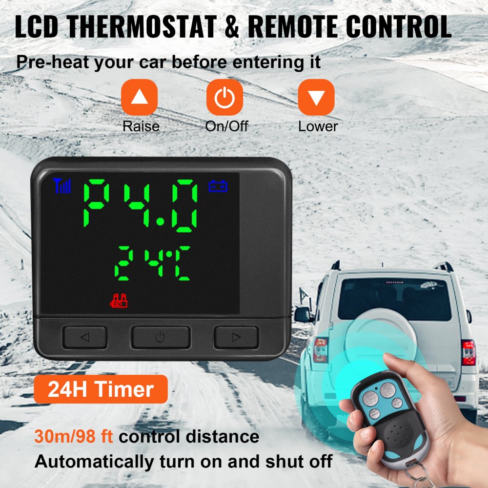 VEVOR Diesel Air Heater, 8KW Parking Heater, All in One 12V Truck Heater, One Outlet Hole, with Black LCD, Remote Control, Fast Heating Diesel Heater, For RV Truck, Boat, Bus, Car Trailer, Motorhomes 