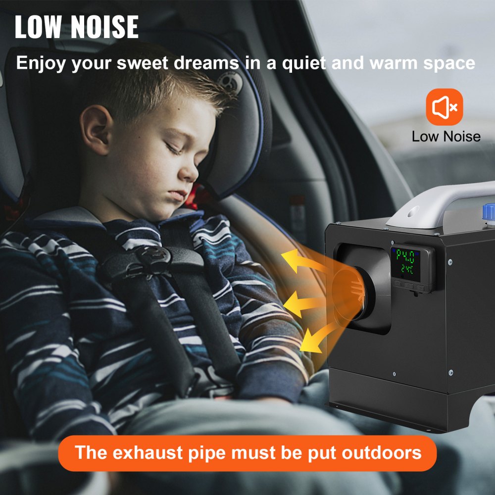 VEVOR Diesel Air Heater, 8KW Parking Heater, All in One 12V Truck Heater, One Outlet Hole, with Black LCD, Remote Control, Fast Heating Diesel Heater, For RV Truck, Boat, Bus, Car Trailer, Motorhomes 