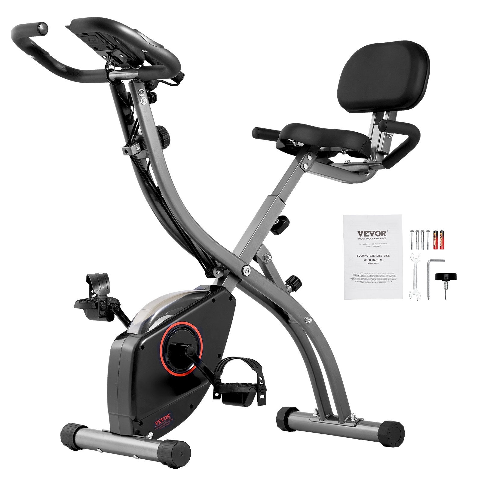 VEVOR Folding Exercise Bike Fitness Stationary Bike Upright Indoor Cycling Bike 