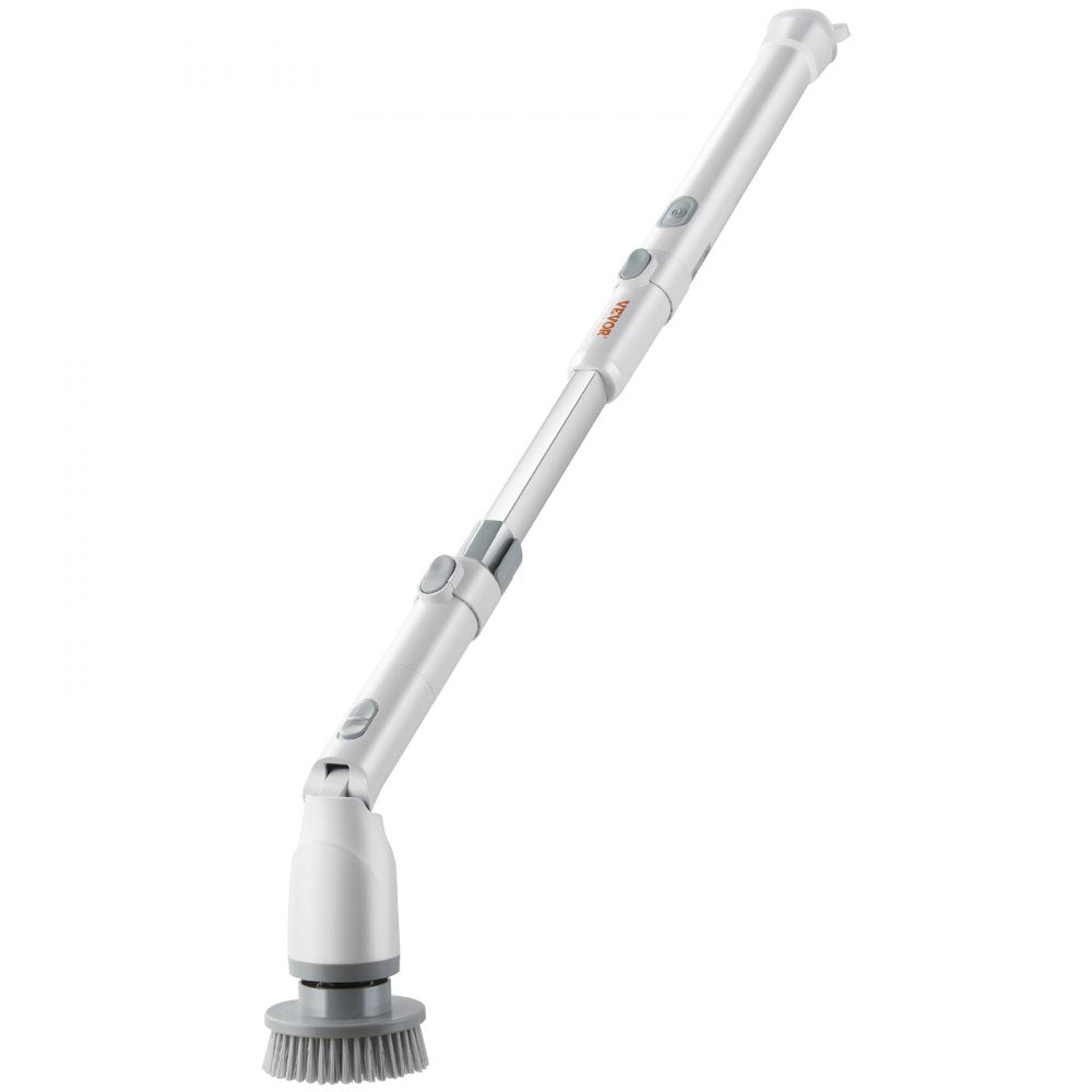 VEVOR Electric Spin Scrubber, Cordless Cleaning Brush with 2 Adjustable Speeds and Extendable Long Handle, 1.5H Runtime Power Shower Scrubber with 4 Replaceable Brush Heads for Bathroom, Tub, Tile 