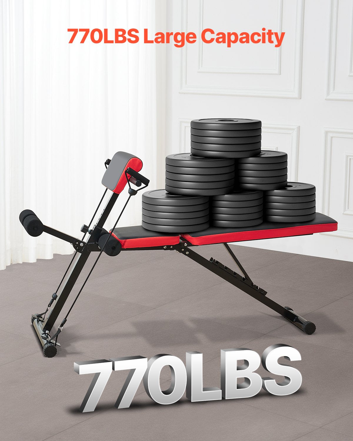 VEVOR Roman Chair Back Extension Hyperextension Bench Adjustable Foldable Gym 