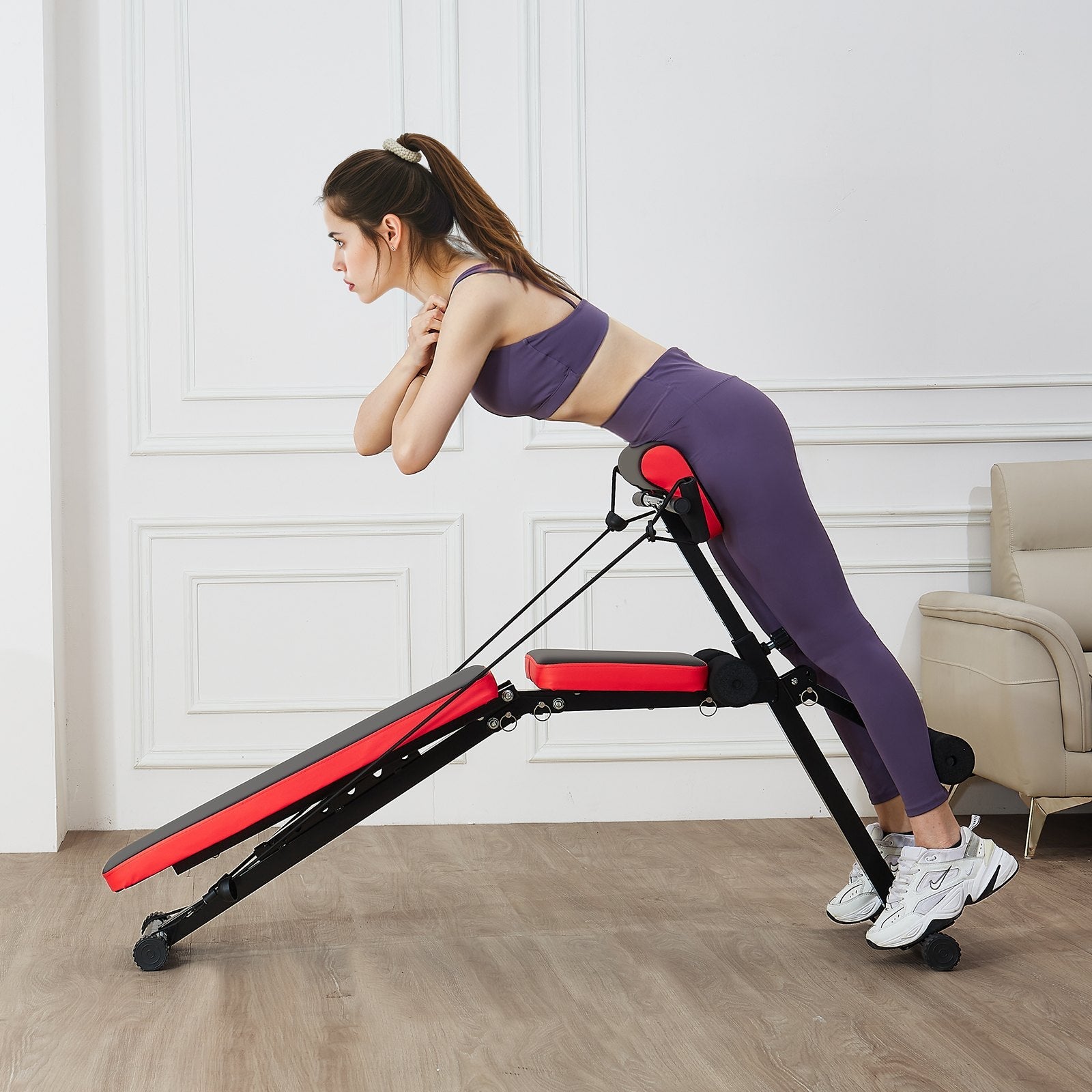 VEVOR Roman Chair Back Extension Hyperextension Bench Adjustable Foldable Gym 