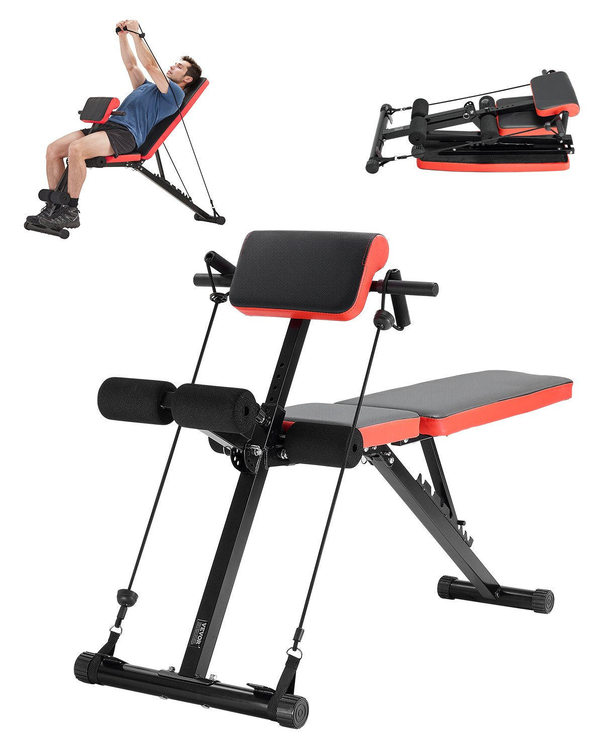 VEVOR Roman Chair Back Extension Hyperextension Bench Adjustable Foldable Gym 
