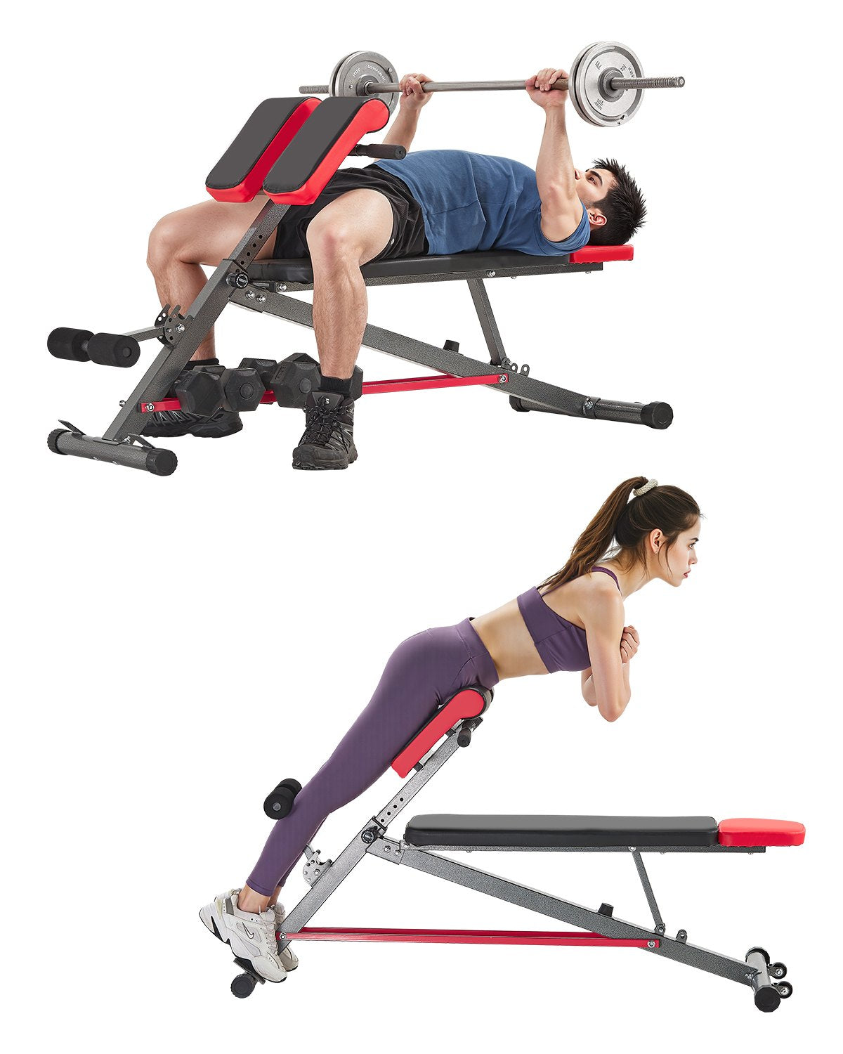 VEVOR Roman Chair Back Extension Hyperextension Bench Multi-Function Adjustable 