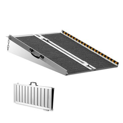 VEVOR Portable Wheelchair Ramp, 2 ft 800 lbs Capacity, Non-Slip Aluminum Folding Threshold Ramp, Foldable Mobility Scooter Ramp Wheel Chair Ramp, Handicap Ramp for Home Steps, Stairs, Doorways, Curbs 