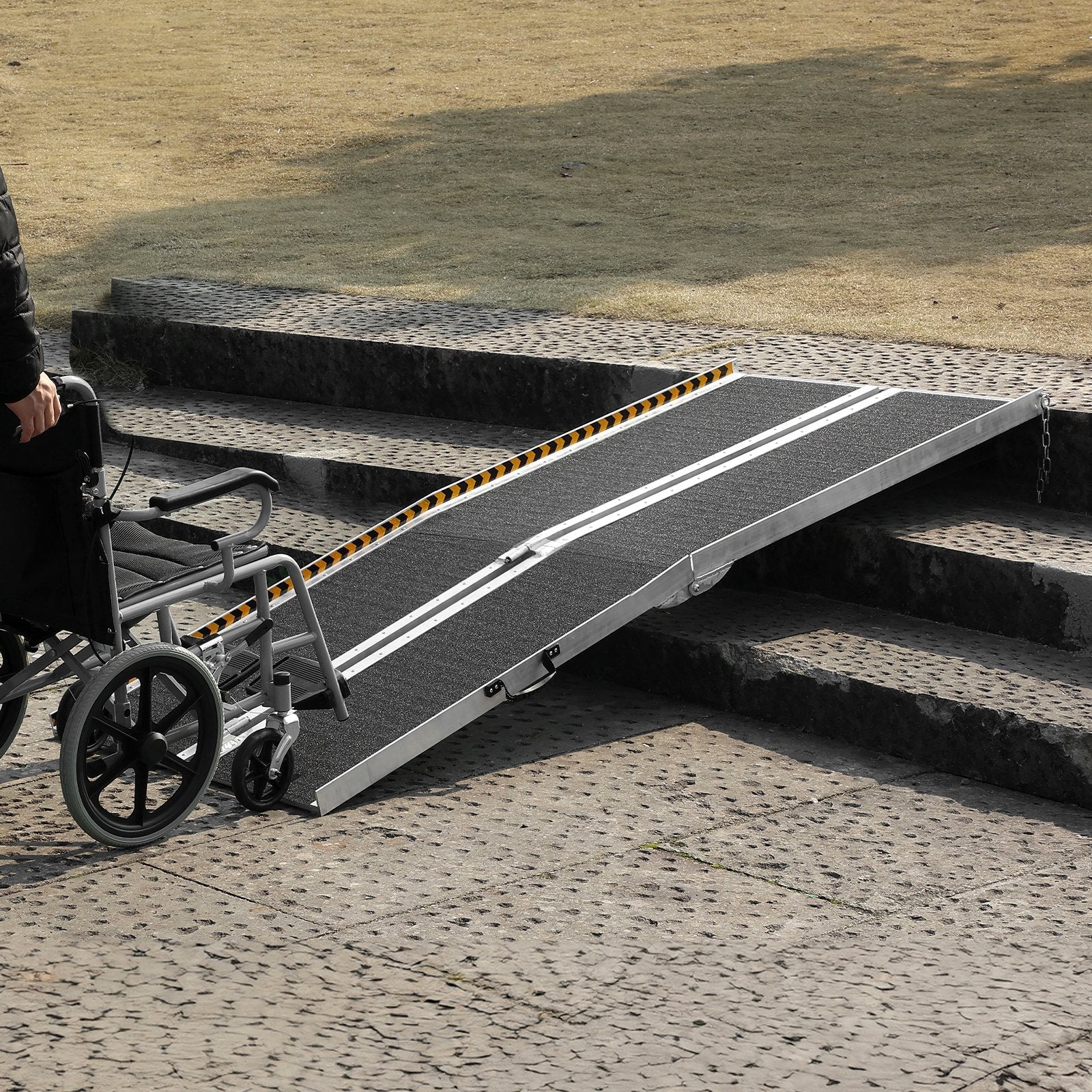 VEVOR Portable Wheelchair Ramp, 7 ft 800 lbs Capacity, Non-Slip Aluminum Folding Threshold Ramp, Foldable Mobility Scooter Ramp Wheel Chair Ramp, Handicap Ramp for Home Steps, Stairs, Doorways, Curbs 