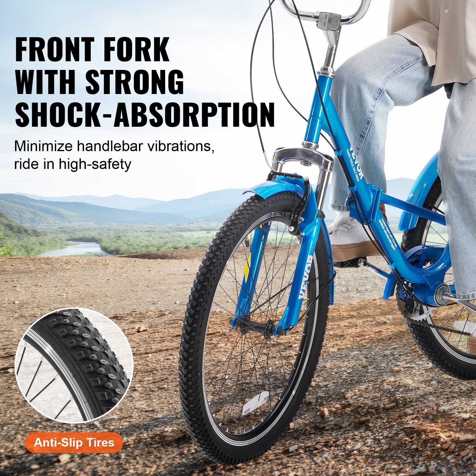 VEVOR Folding Adult Tricycle, 24-Inch 7-Speed Adult Folding Trikes, Carbon Steel 3 Wheel Cruiser Bike with Basket & Adjustable Seat, Shopping Picnic Foldable Tricycles for Women, Men, Seniors (Blue) 