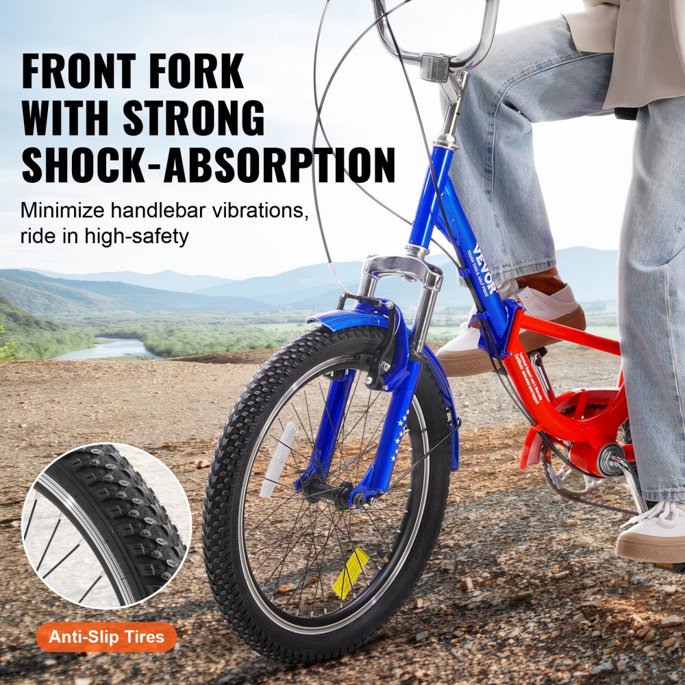 VEVOR Folding Adult Tricycle, 20-Inch 7-Speed Adult Folding Trikes, Carbon Steel 3 Wheel Cruiser Bike with Large Basket & Adjustable Seat, Shopping Picnic Foldable Tricycles for Women, Men, Seniors 