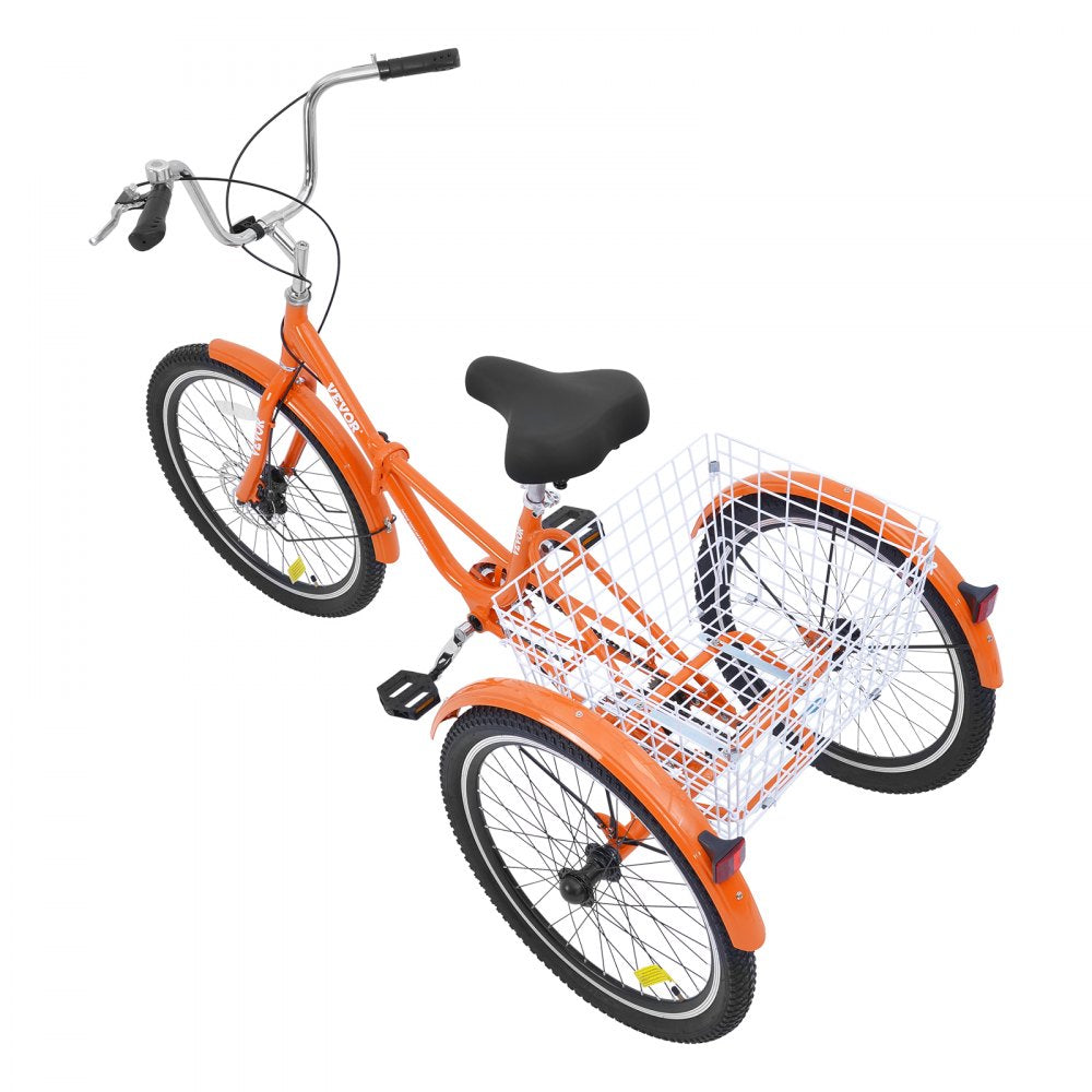 VEVOR Folding Adult Tricycle, 26-Inch Adult Folding Trikes, Lightweight Aluminum Alloy 3 Wheel Cruiser Bike with Large Rear Basket, Shopping Picnic Foldable Tricycles for Adults, Women, Men, Seniors 