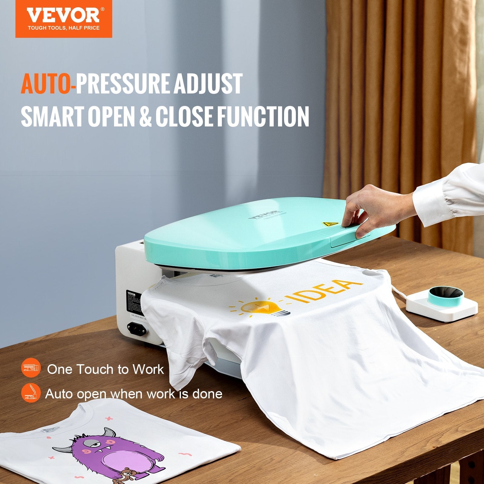 VEVOR Auto Heat Press, Smart Heat Press Machine for T-Shirts, Knob Design Easy Press, Large Mica Heat Plate, Heat Up Fast, Professional Heat Press for Sublimation, Vinyl, Heat Transfer Projects 15x12 