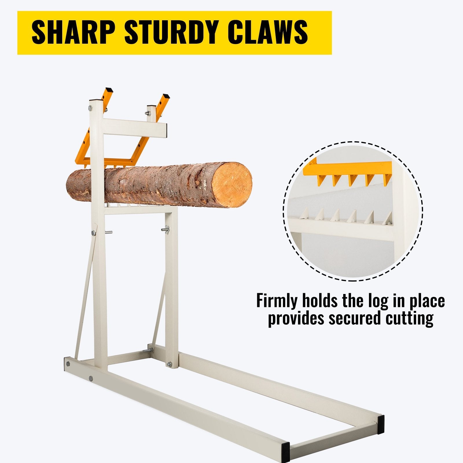 VEVOR Logging Saw Horse Durable Steel Log Sawhorse, Foldable Log Cutting Stand with Sharp Claws and Adjustable Height, Horse Stands for Cutting Wood, Space-Saving Sawbuck, Easy to Assemble and Carry 