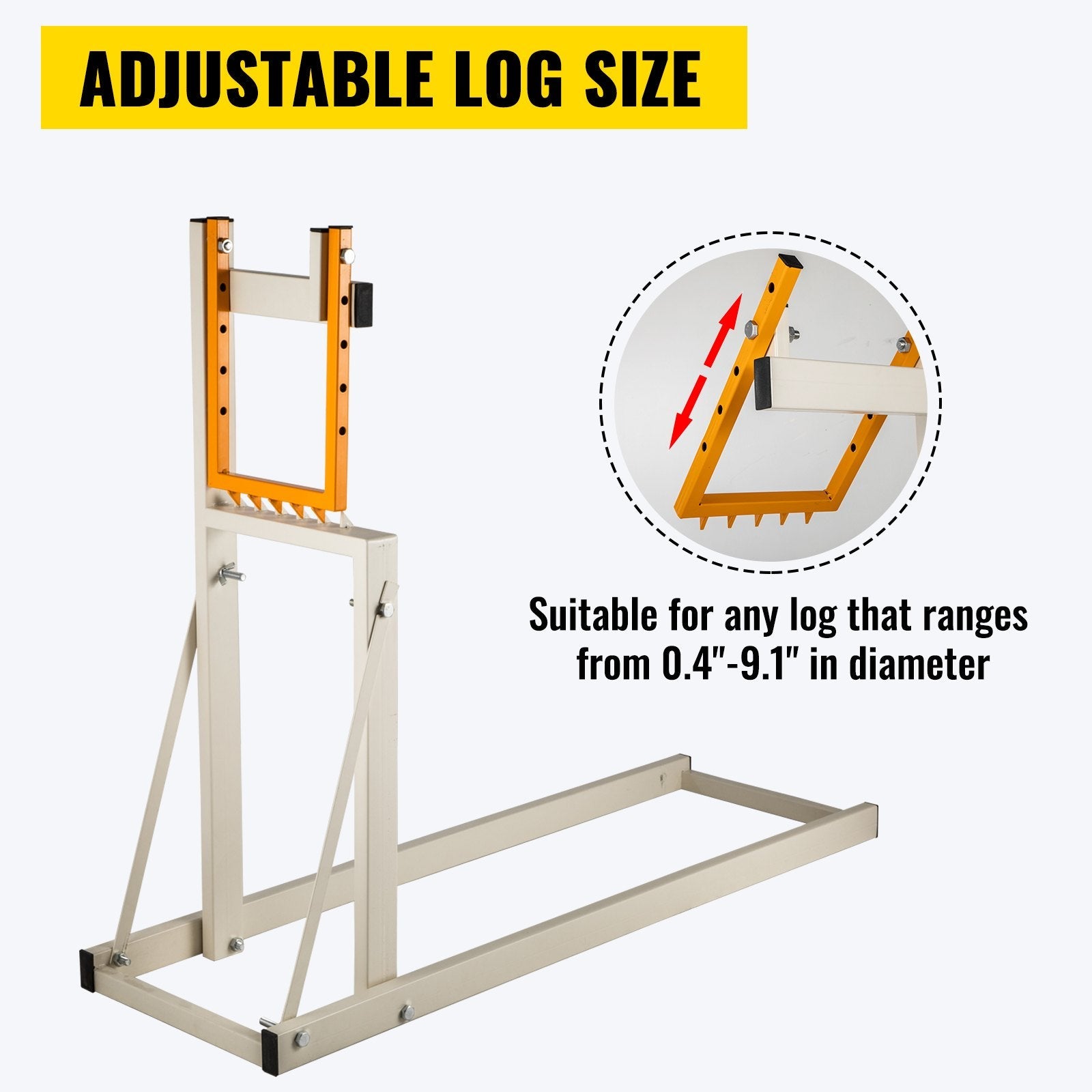 VEVOR Logging Saw Horse Durable Steel Log Sawhorse, Foldable Log Cutting Stand with Sharp Claws and Adjustable Height, Horse Stands for Cutting Wood, Space-Saving Sawbuck, Easy to Assemble and Carry 