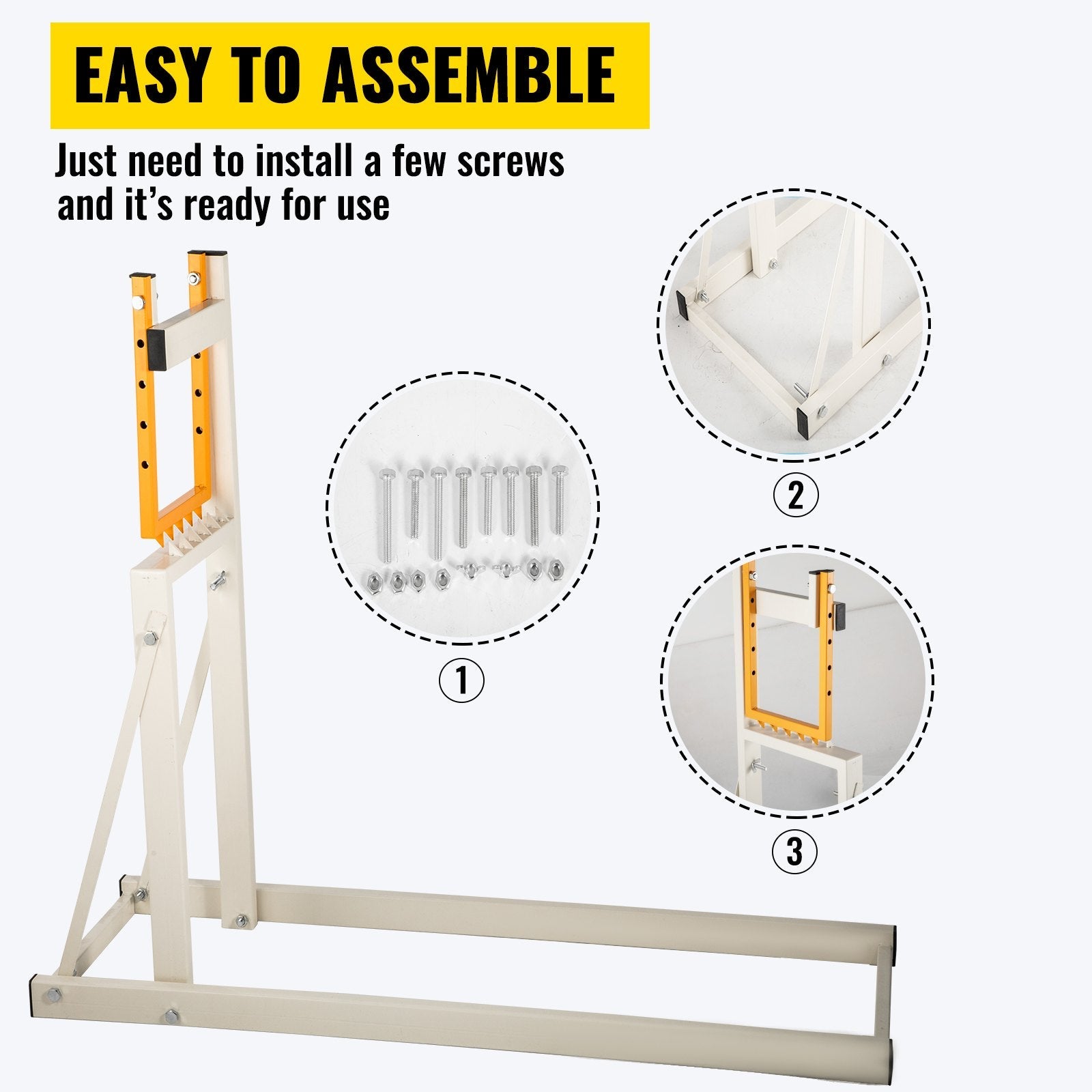 VEVOR Logging Saw Horse Durable Steel Log Sawhorse, Foldable Log Cutting Stand with Sharp Claws and Adjustable Height, Horse Stands for Cutting Wood, Space-Saving Sawbuck, Easy to Assemble and Carry 