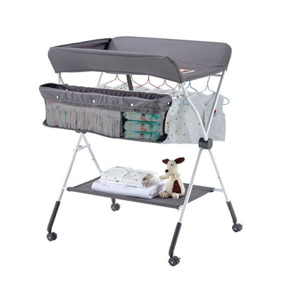 VEVOR Foldable Baby Changing Diaper Station with Side Basket & Wheels Dark Gray 