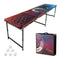 8 ft Portable LED Beer Pong Table with Adjustable Height, Foldable Design, Carry Handles & 6 Ping Pong Balls